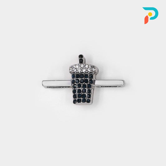 Dark Blue Cup Charm — Silver