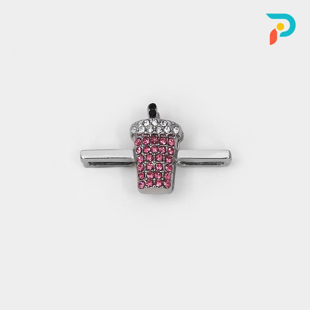 Pink Cup Charm — Silver