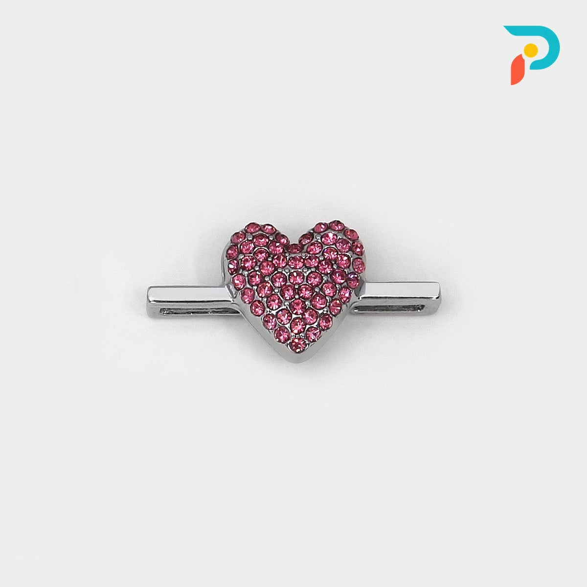 Pink Heart Charm — Silver